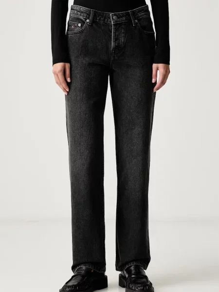 Tommy Jeans blugi straight pentru femei negru