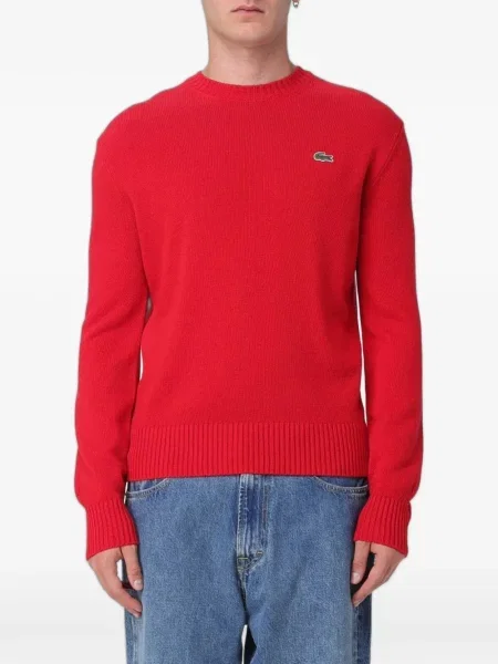 Hanorac crewneck Lacoste cu decolteu rotund cu autograf roșu