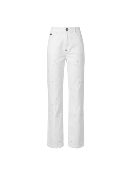 Jeansy straight leg Philipp Plein białe
