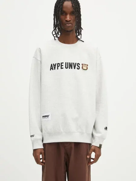 Dukserica AAPE Aaper Crew Neck melanž siva
