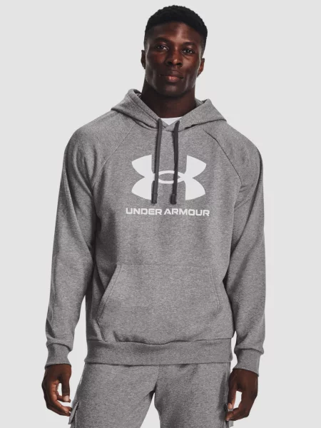 Флисовое меланжевое худи Under Armour серое