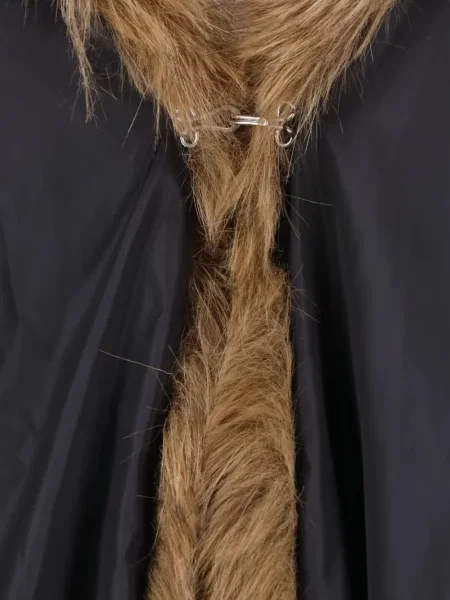 Fular Moncler cu glugă cu blană maro
