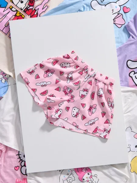 Sinsay Vzorované kraťasy Hello Kitty pastelová růžová
