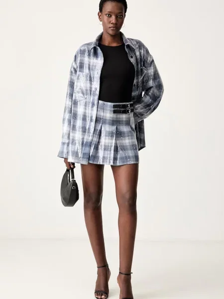 Levi's fustă din denim INVERTED PLEAT MINI albastru