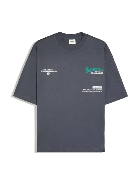 Bershka Tricou cyan / gri grafit alb