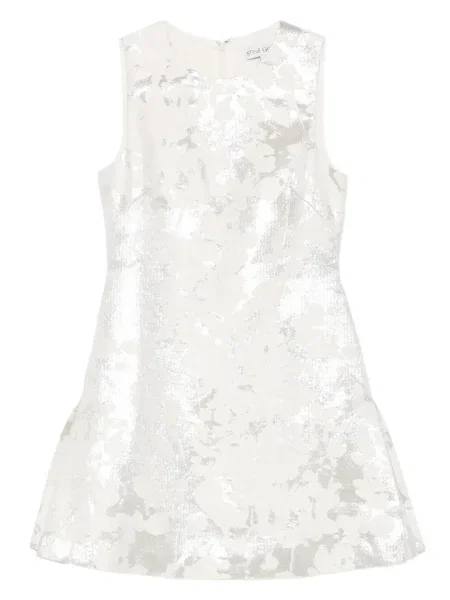 Rochie mini Stine Goya fără mâneci din jacard de costum argintiu