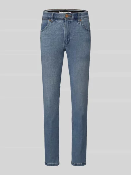 Jeansy o kroju straight fit z mieszanka bawełny model Greensboro' Wrangler niebieskie