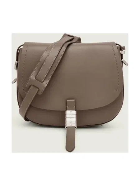 Pinko De piele geantă poștaș SADDLE CLASSIC bej