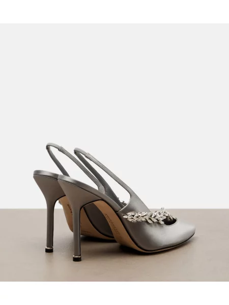 Pantofi cu toc Balenciaga din satin slingback gri