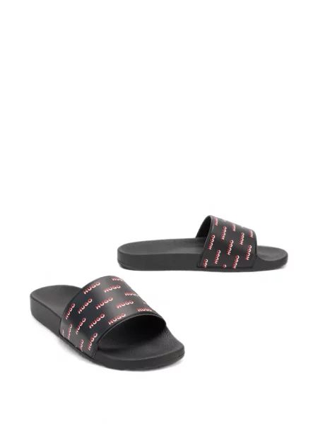 Pantofi loafer Boss cu autograf negru