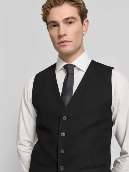 Kamizelka garniturowa o kroju slim fit z dodatkiem wełny model NEIL' Selected czarna