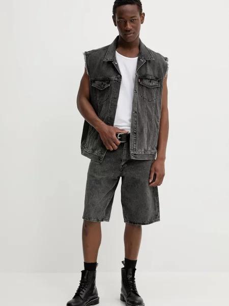 Levi's bezrękawnik jeansowy RELAXED TRUCKER VEST szary przejściowy czarna