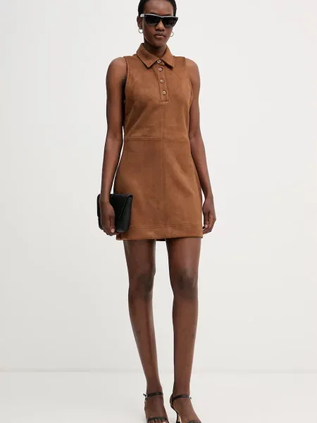 DKNY rochie evazată maro