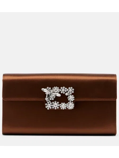 Geantă plic Roger Vivier din satin maro
