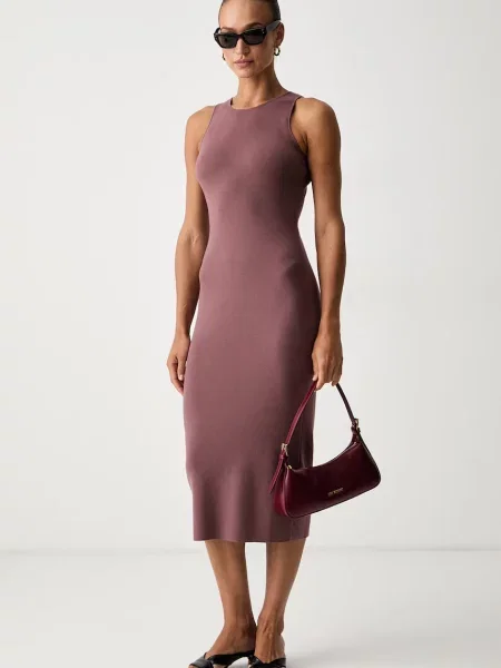 MM by Max Mara rochie cu vâscoză MMLVETUSTA maro