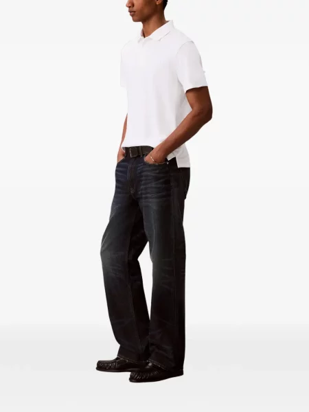 Tricou polo Calvin Klein cu autograf alb