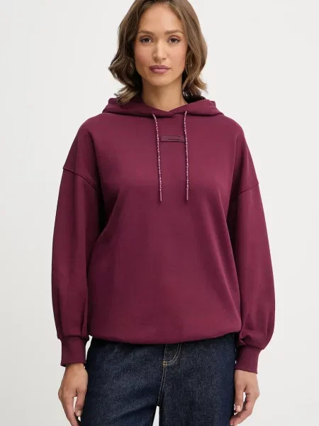 Armani Exchange bluza z kapturem gładka bordowy
