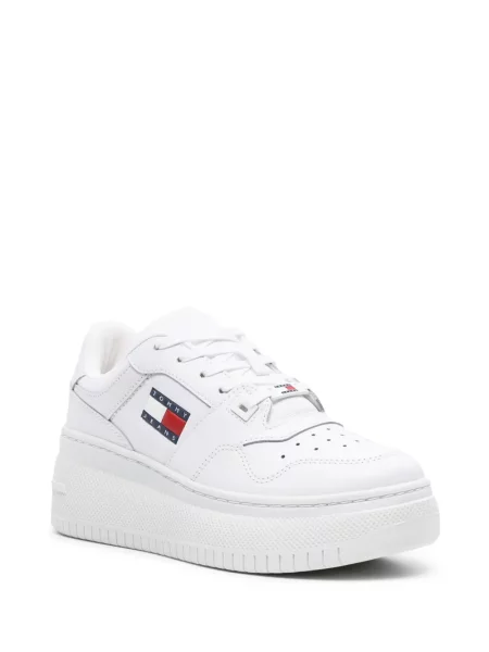 Iš natūralios odos retro stiliaus sportbačiai Tommy Hilfiger balta