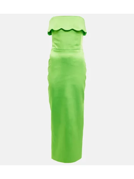 Satynowa sukienka Rasario bez ramiączek zielona