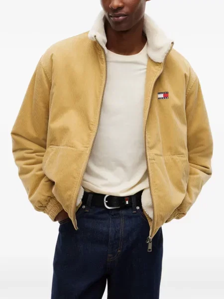 Gulerat geacă Tommy Hilfiger de catifea cord galben