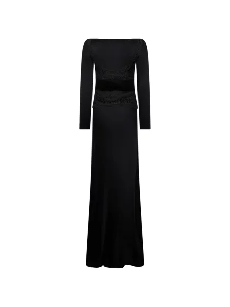 Lung rochie maxi Alberta Ferretti din dantelă negru