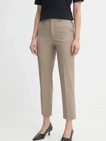 Вълнен панталон Filippa K с кройка по тялото с висока талия бежово