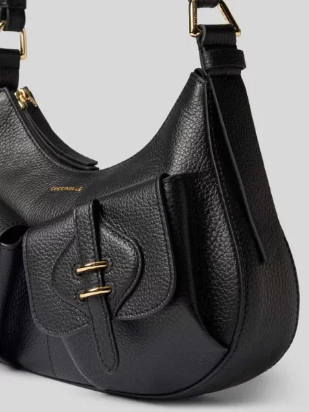 Torba na ramię z detal z logo model Mavery' Coccinelle czarna