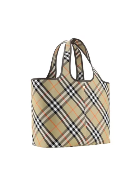 Wielobarwność shopperka Burberry płócienna w kratkę beżowa