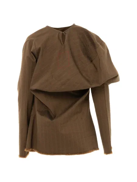 Top Uma Wang cu franjuri drapat maro