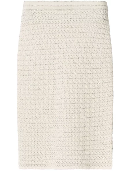 Fustă midi Fabiana Filippi tricotate până la genunchi alb