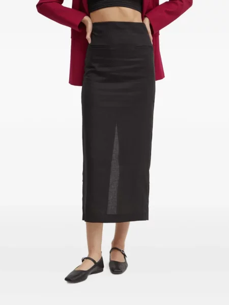 Fustă midi Bardot până la genunchi negru