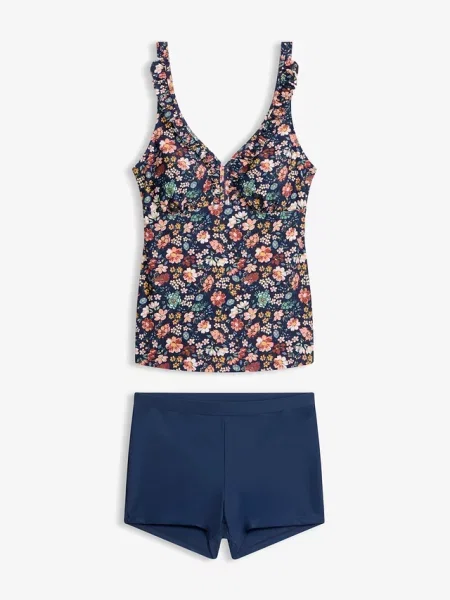 Tankini z regulowanymi ramiączkami 2 części niebieski