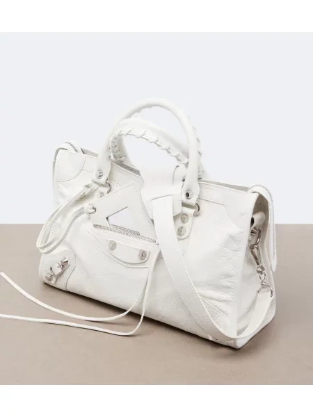Top Balenciaga din piele alb