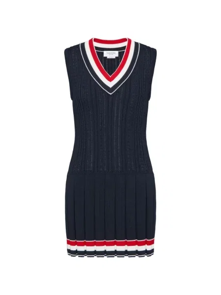 Rochie mini Thom Browne cu dungi de costum albastru