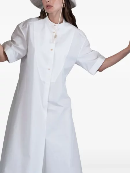 Rochie tip cămașă Jil Sander până la genunchi de costum alb
