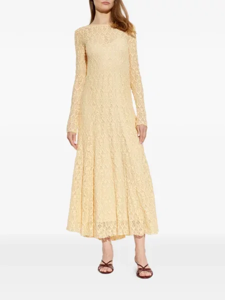 Rochie midi Forte_forte din dantelă de costum galben