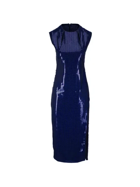 Rochie fără mâneci Akris cu paiete fără mâneci de costum albastru