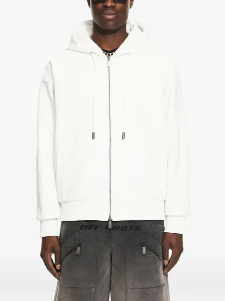 Geanta de piele Off-white cu broderie cu glugă alb