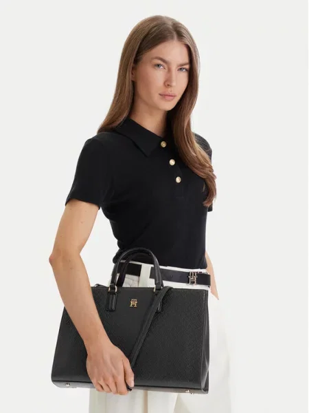 Tommy Hilfiger Kabelka Th Daily Satchel Mono čierna