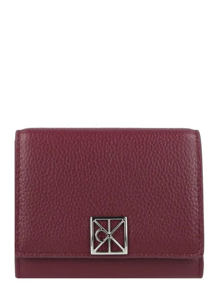 Calvin Klein Portofel Emblem Hw Pebble Trifold W/Zip Vișiniu roșu