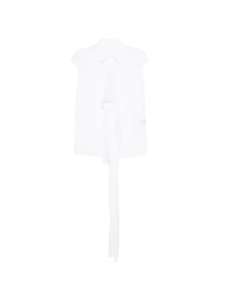 Top Yohji Yamamoto fără mâneci alb