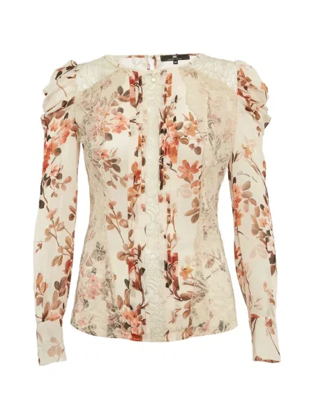 Bluză Elisabetta Franchi cu model floral cu imagine din dantelă