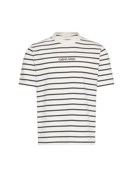 Tricou Calvin Klein Jeans cu dungi alb