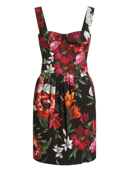 Rochie mini Dolce & Gabbana cu model floral cu imagine de costum negru