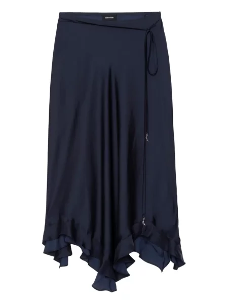 Fustă midi Zadig&voltaire din satin până la genunchi albastru