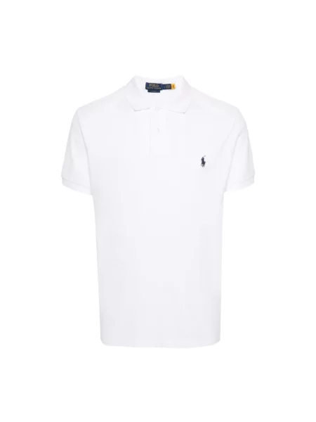 Długa koszulka Polo Ralph Lauren z siateczką z długim rękawem biała