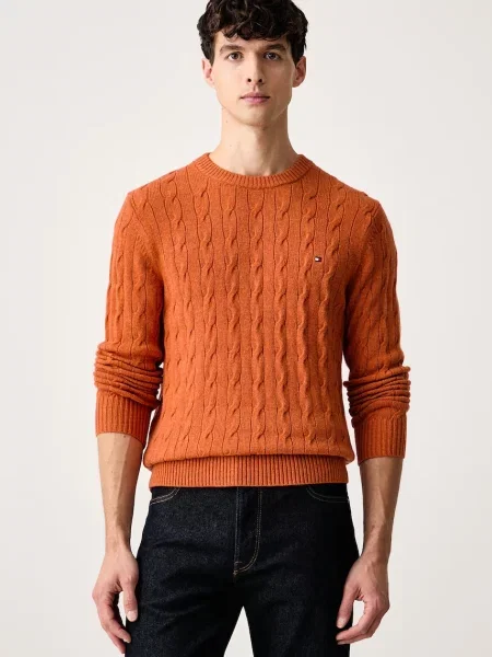 Tommy Hilfiger pulover pentru bărbați din lână portocaliu
