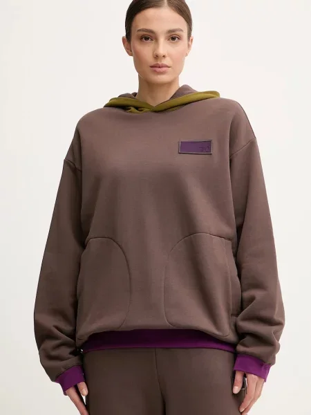 Emporio Armani bluză cu două fețe cu glugă uni maro