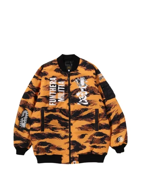 Lung geacă bomber A Bathing Ape® cu dungi de tigru portocaliu