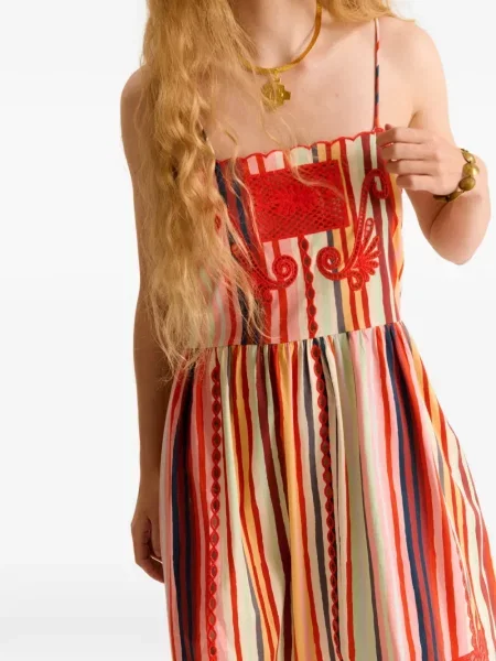 Rochie cu dungi Carolina K cu broderie cu dungi